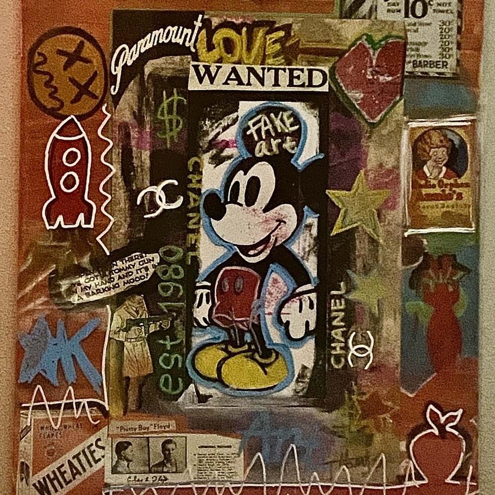 Mixed Media Art with Mickey Mouse “Mickey Wanted”